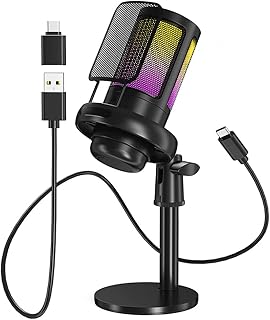 Microphone usb pour pc, microphone de jeu pour ps4/ps5/mac/mobile, microphone à condensateur