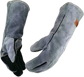 Wzqh 16", 1600°c, gants de soudage en cuir forgé, résistants à la chaleur/au