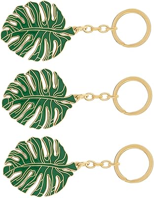 3 pièces monstera feuille voiture porte-clés portefeuille vert de palmier