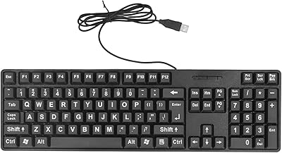 Clavier d'ordinateur à gros caractères, 104 touches usb filaires à contraste élevé