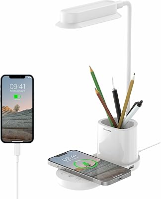 Lampe de bureau led truefree 4 en 1 avec chargeur sans fil, port