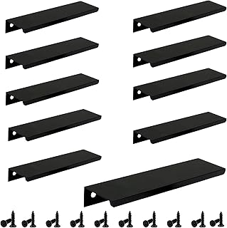 Tedorlo 10 pièces poignées de traction dissimulées en aluminium noir pour armoire à