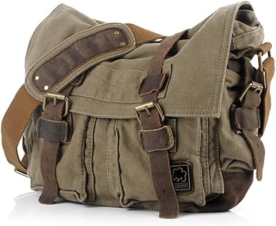 Sac messager en toile au design militaire vintage pour ordinateur portable de 13,3