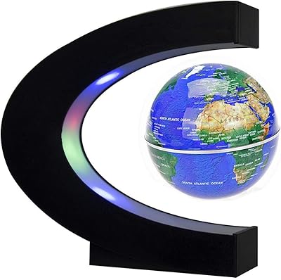 Globe flottant en forme de c avec lumières led, carte du monde flottante