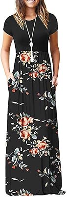 Robe longue décontractée sans manches imprimée à col rond pour femme