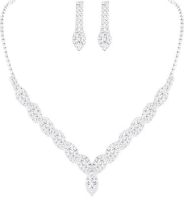 Ensemble de bijoux collier et boucles d'oreilles en strass avec zircone cubique