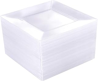 Assiettes en plastique transparent wdf 60 pièces - assiettes carrées jetables - assiettes