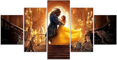 Baojian 5 pièces peintures sur toile imprimées hd la belle et la bête photos décoration de la maison peintures sur toile art mural. Diaytar : Connectez-vous aux meilleures offres