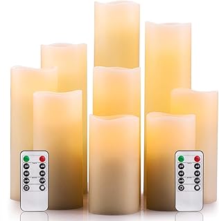 Bougies sans flamme à piles 4, 5, 6, 7, 8, 9 pouces ensemble