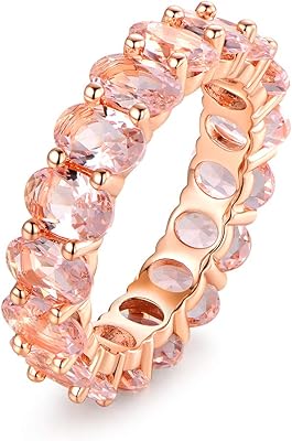 Bague de mariage avec pierres précieuses d'éternité créée pour femme, plaqué or blanc