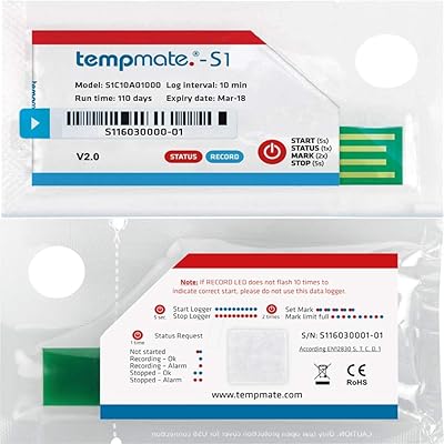 Enregistreur de données de température à usage unique tempmate s1 v2.2 avec technologie