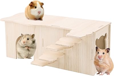 Petite niche en bois pour hamster de guinée, cachette en bois pour hamster