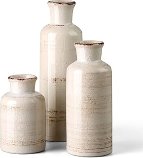 Vase rustique en céramique blanche pour décoration de maison de campagne, lot