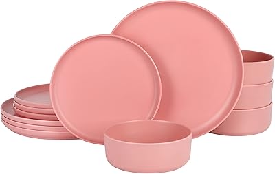 Ensemble empilable 12 pièces en mélamine mate gibson home canyon crest - rose