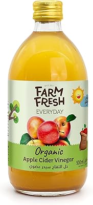 Vinaigre de cidre de pomme biologique farm fresh pour usage quotidien, 500 ml
