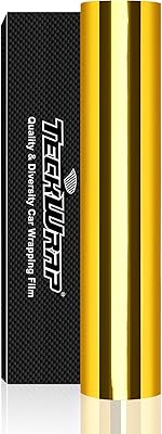 Autocollant de voiture en vinyle réfléchissant tech wrap gold chrome 115"