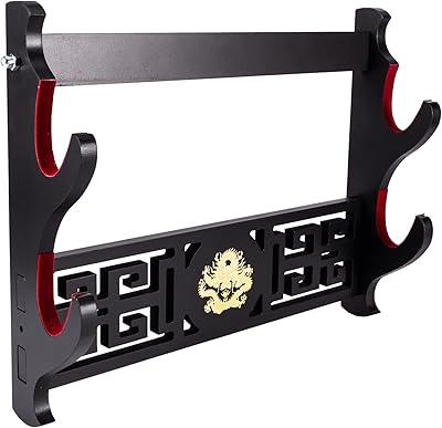 Présentoir d'armes vkling katana, porte-épée mural rembourré en velours avec logo dragon