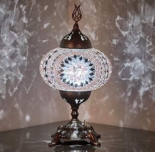 Demix (15 couleurs) lampe de table en mosaïque à piles avec ampoule led intégrée, lampe de table en mosaïque turque marocaine faite à la main pour table de bureau, veilleuse de chevet avec ampoule led, sans fil (violet clair). Diaytar : L'e-commerce généraliste qui met le discount à l'honneur