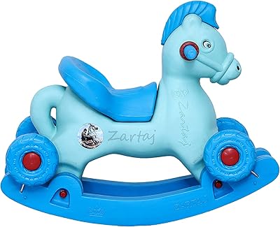 Cheval à bascule pour enfants avec roues et siège 2 en 1