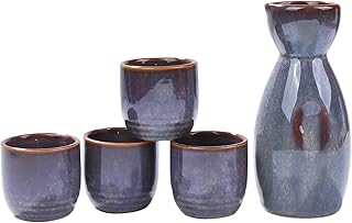 Service à saké japonais en céramique avec bol et tasses (xj)