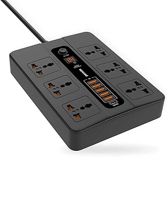 Prise de courant universelle porodo, 6 prises secteur, 5 ports usb et prise