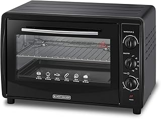 Four grille-pain multifonction double verre black & decker 45 l avec rôtissoire