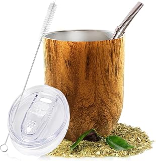 Ensemble de tasses mate au design moderne en acier inoxydable 18/8, comprenant bombilla