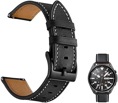 Bracelet de montre fukan en cuir véritable souple pour galaxy watch 3 45