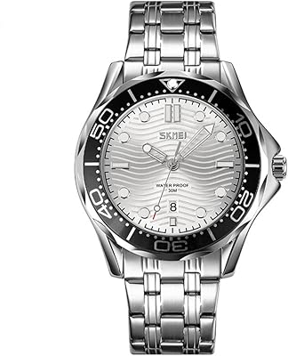 Montre chronographe pour homme avec bracelet en cuir noir, quartz analogique résistant à