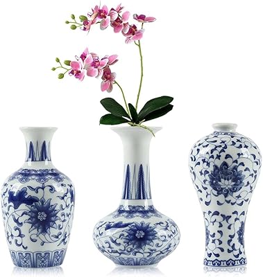 Pigsy classic petits vases en céramique bleu et blanc ensemble de 3 porcelaine