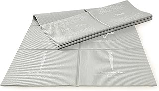 Tapis de yoga byykj-tapis de yoga pliable de 1/4 pouce d'épaisseur, tapis de fitness et d'exercice de voyage pliable facile à ranger pour tous les types de yoga, pilates, entraînements à domicile et exercices au sol avec 12 poses de yoga imprimées. Diaytar : Parce que bien acheter, c'est économiser