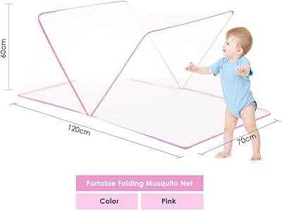 Moustiquaire portable pliable pour bébé (rose)