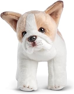 Demdaco poupée bouledogue français beige foncé et blanc 12" x 9" en peluche