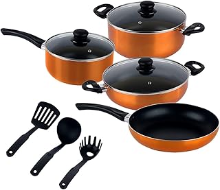 Batterie de cuisine antiadhésive ansia 10 pièces en aluminium lavable au lave-vaisselle