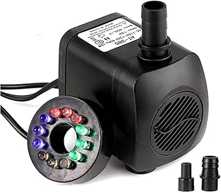 Pompe à eau submersible alykdon 15w 800l/h avec lumière led 12 couleurs