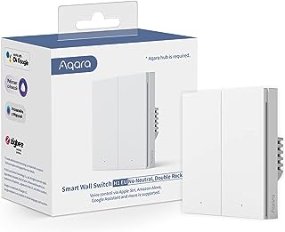 Interrupteur mural double acara smart h1 ws-euk02, neutre, zigbee 3.0, compatible apple homekit