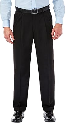 Haggar pantalon plissé en gabardine mynx pour hommes avec taille cachée extensible
