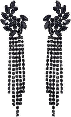 Boucles d'oreilles pendantes extra longues en strass, boucles d'oreilles pendantes pour femmes, cascade