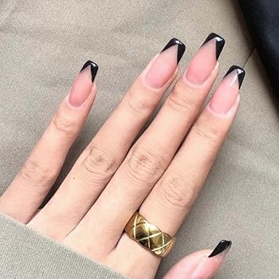 Faux ongles longs en forme de cercueil kamez acrylique à couverture