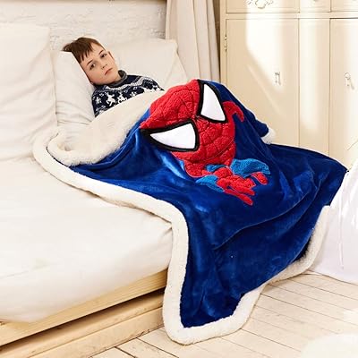 Couverture de canapé pour enfants cossocket marvel spiderman, couverture sherpa brodée de dessin animé 3d, cadeaux pour garçons. Diaytar : Le discount intelligent pour consommateurs avisés