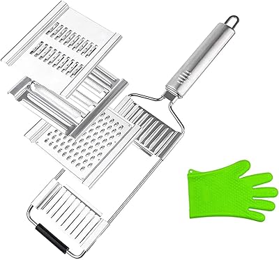 Ensemble coupe-légumes polyvalent 4 en 1, râpe manuelle en acier inoxydable avec 4