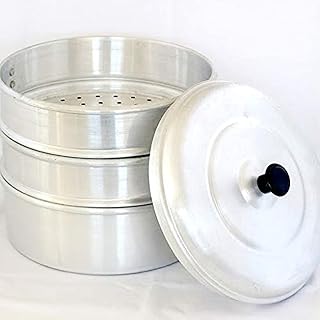 Momo maker de luxe en aluminium 3 couches avec poignées, cuiseur vapeur durable
