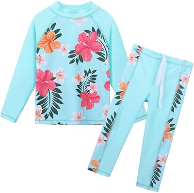 Maillot de bain deux pièces à imprimé floral pour fille avec spf 50