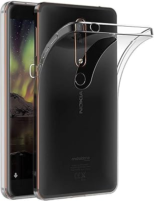 Coque arrière transparente absorbant les chocs en gel tpu souple pour nokia 6.1