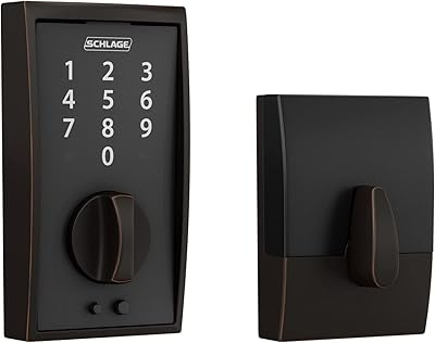 Serrure d'entrée électronique sans clé schlaig par touch century be375 cen 716, bronze