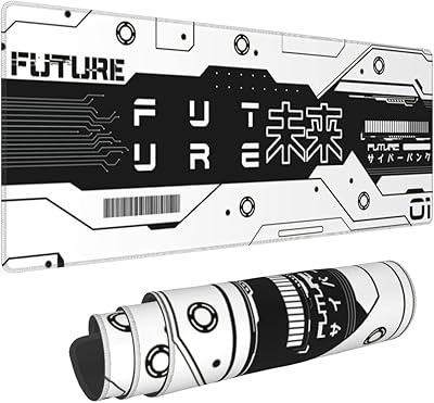 Tapis de souris future gaming noir et blanc xl grand tapis en caoutchouc