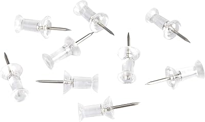 Amazonbasics punaises à tête en plastique transparent et pointes en acier, paquet