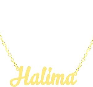 Collier plaqué or 21 carats portant le nom halima, plaqué or, sans pierres précieuses. Diaytar Sénégal : Achetez plus, dépensez moins