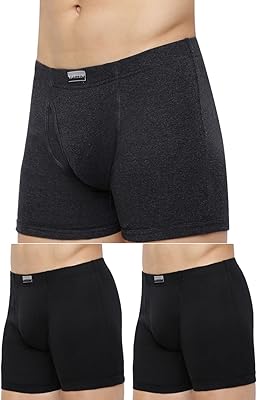 Boxer en coton pour homme (lot de 3), noir pur, anthracite, tourbe