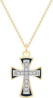 Collier pendentif croix de diamant en or massif 14 carats petit pour hommes